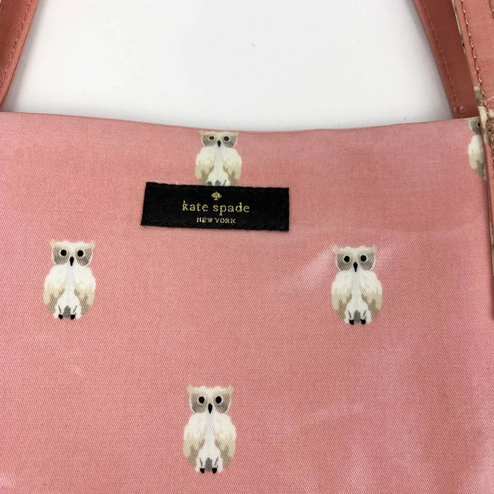 Kate Spade New York Daycation Bon Shopper Painterly Pink Owl Print Tote Bag - Picture 5 of 7